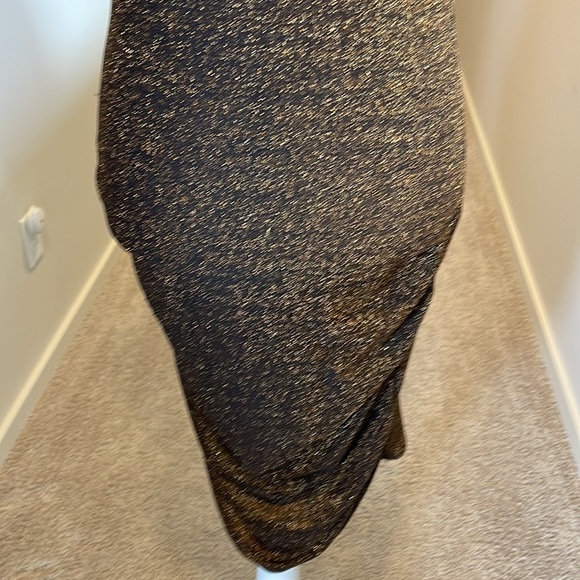 Zara body con sparkle gold glitter side ruffle dress - Picture 3 of 12